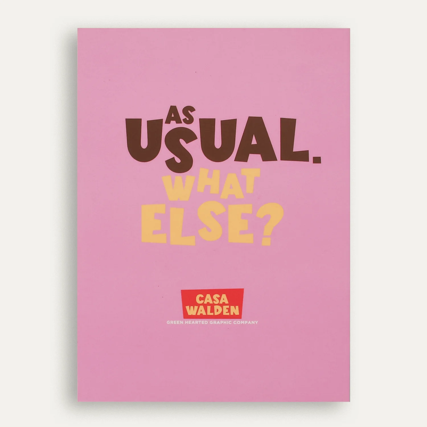 quaderno anni ’50 Lola retro Retro del Quaderno Lola della Collezione 1950s byWalden con copertina dal colore di sfondo rosa e scritta a stampatello maiuscolo 'As Usual What Else?"
