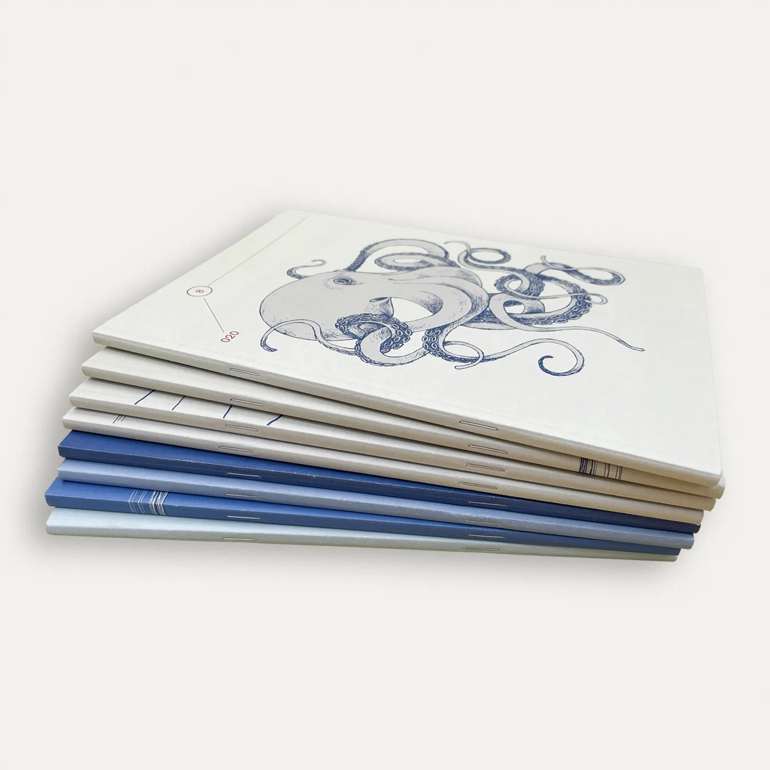 quaderni Navigazione, rilegatura Otto quaderni Collezione Navigazione con rilegatura a punto metallico quadrato
