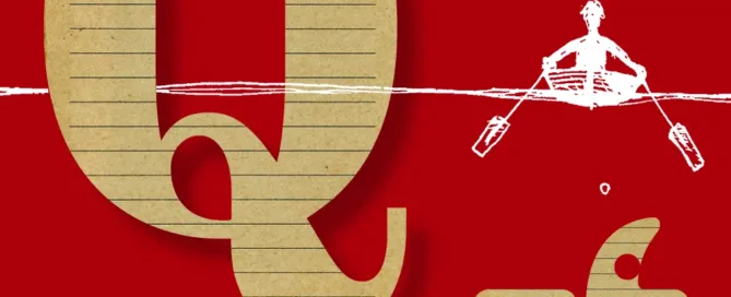 Parola QUADERNI trattata graficamente su fondo rosso e particola di illustrazione della Collezione Navigazione